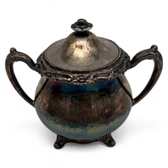 Vintage 1881 Rogers Glenrose 6 Pc Silverplate Tea Set W Tray - Picture 4 of 14